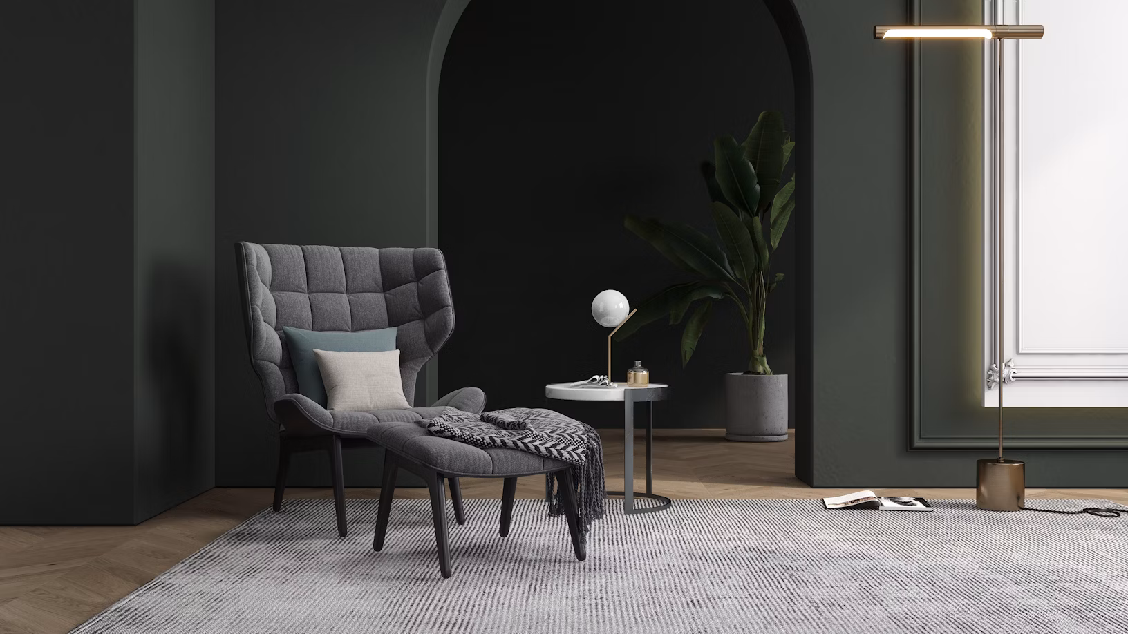 Warm modern living room designed for everyday life