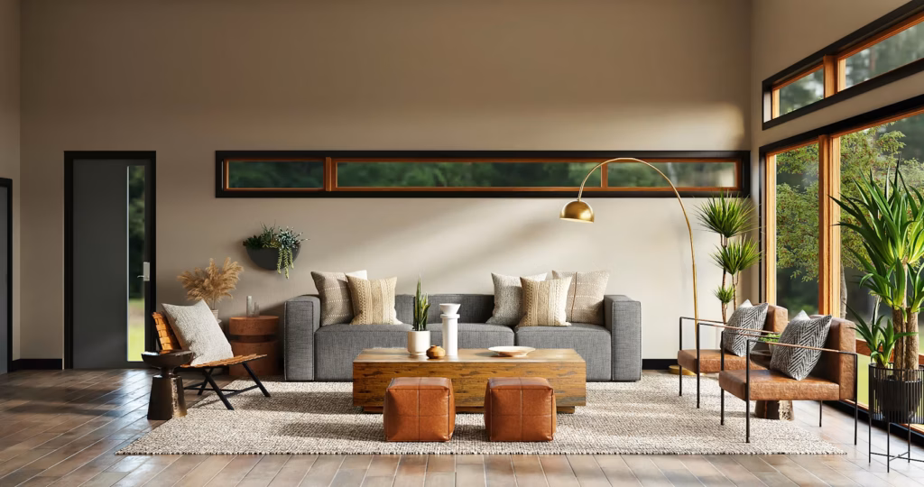 Warm contemporary interior in natural light